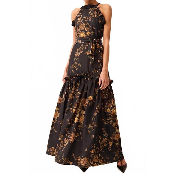 NEW MARIE OLIVER keenan halter maxi dress in black